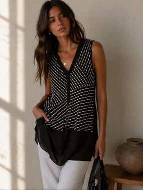 MELISSA NEPTON | Black Sleeveless Beaded Midi Dress, Size XS